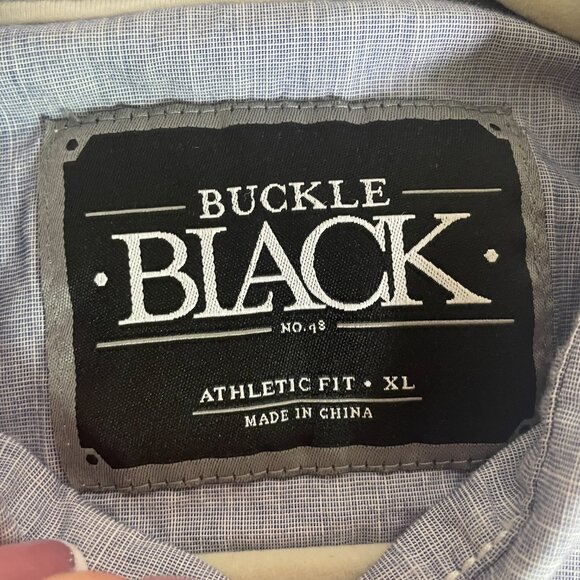 Men's XL Buckle Black Athletic Fit Long Sleeve Button Down Shirt - Picture 2 of 7